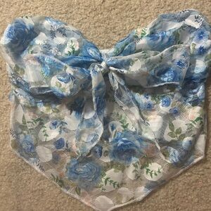 Floral Blue and White bandeau top